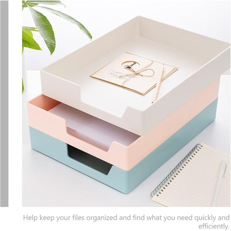 Pink A4 Document Storage Box File Holder Desktop Organizer Office Container - Image 5